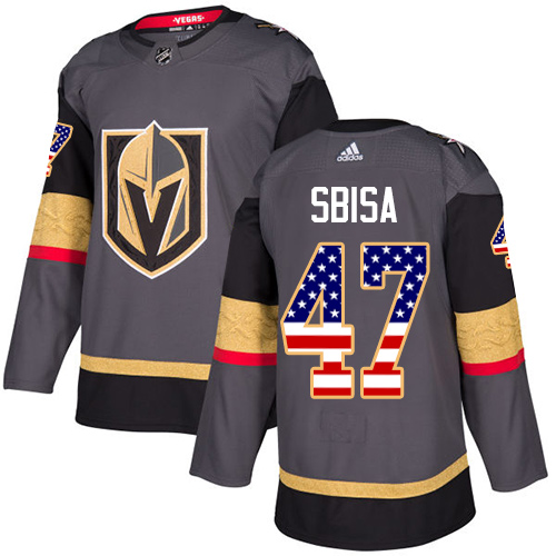 Adidas Golden Knights #47 Luca Sbisa Grey Home Authentic USA Flag Stitched NHL Jersey